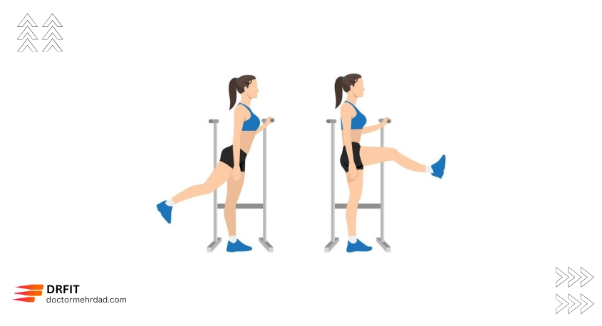تاب کنترل‌شده پا (Leg Swings – آرام)