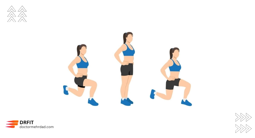 لانج جای‌ثابت با دامنه کوتاه (Static Lunge – کوتاه)
